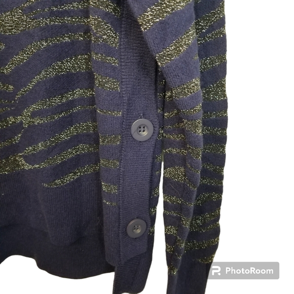 💥LAST CHANCE 💥 STELLA & DOT YOU DO YOU Navy & Black Metallic Zebra Print Knit - Picture 2 of 4